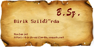 Birik Szilárda névjegykártya